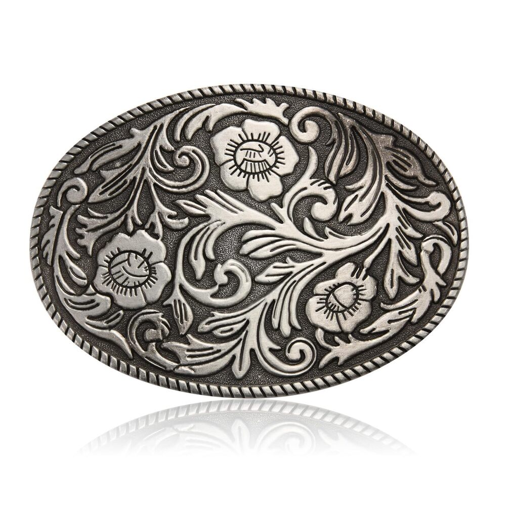 3456 Antique Engraved Flower Belt Buckle Belt Buckles Western Cowboy